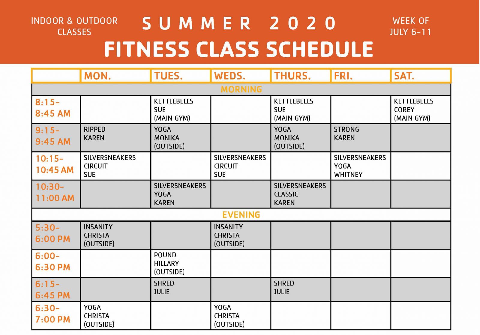 ymca group exercise schedule